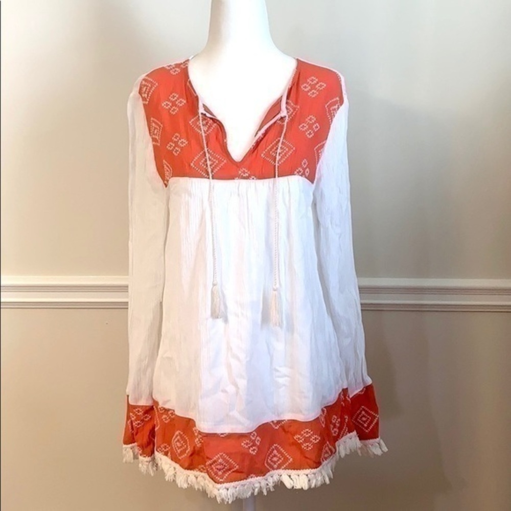 BEACH LUNCH LOUNGE White Peasant Top S